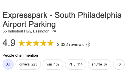 Philadelphia airport long term parking express park google ranking